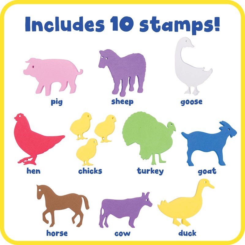 READY 2 LEARN Giant Stampers - Farm Animals - Set of 10 - Easy to Hold Foam Stamps for Kids - Arts and Crafts Stamps for Displays, Posters, Signs and DIY Projects - Image 2